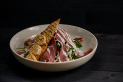 Smoked duck breast & goat cheese salad image