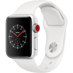 Apple Watch 3, GPS, Cellular, Carcasa Silver Aluminium 38mm, White Sport Band image