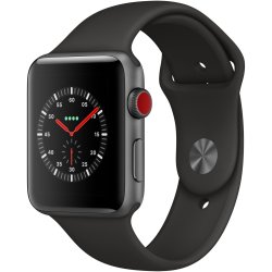 Apple Watch 3, GPS, Cellular, Carcasa Space Grey Aluminium 42mm, Black Sport Band image