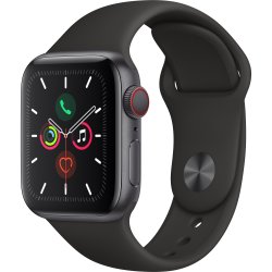 Apple Watch 5, GPS, Cellular, Carcasa Space Grey Aluminium 40mm, Black Sport Band - S/M & M/L image