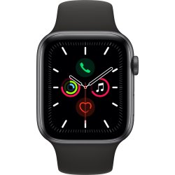 Apple Watch 5, GPS, Carcasa Space Grey Aluminium 44mm, Black Sport Band - S/M & M/L