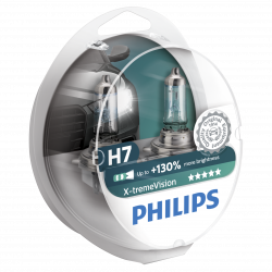 Set 2 Becuri auto far halogen Philips H7 Xtreme Vision, +130%, 12V, 55W
