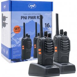 Set 2 Statii radio portabila PNI PMR R20, set cu 2 acumulatori, incarcatoare si casti incluse
