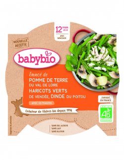 Babybio meniu morcovi, fasole verde și felii de carne de curcan de fermă din Poitou image