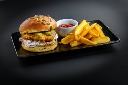 Chicken Burger & Fries image