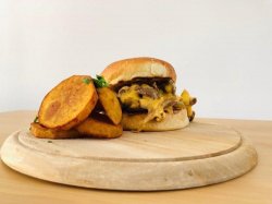 Philly cheesesteak burger image