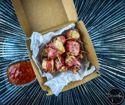 Bacon wrapped chicken bites image