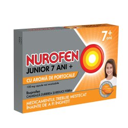 NUROFEN JUNIOR 7ANI+ PORTOCALE 100MG X 12CPS MASTICABILE MOI image