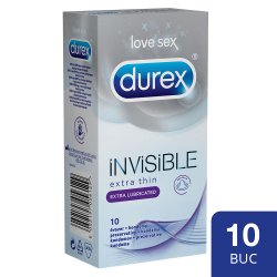 DUREX INVISIBLE EXTRA LUBRICATED PREZERVATIV 10BUC image