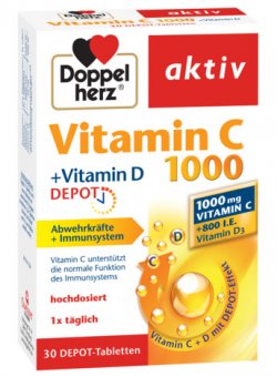 DOPPELHERZ AKTIV VITAMINA C 1000MG + VITAMINA D DEPOT 30TBL image