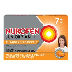 NUROFEN JUNIOR 7ANI+ PORTOCALE 100MG X 12CPS MASTICABILE MOI image