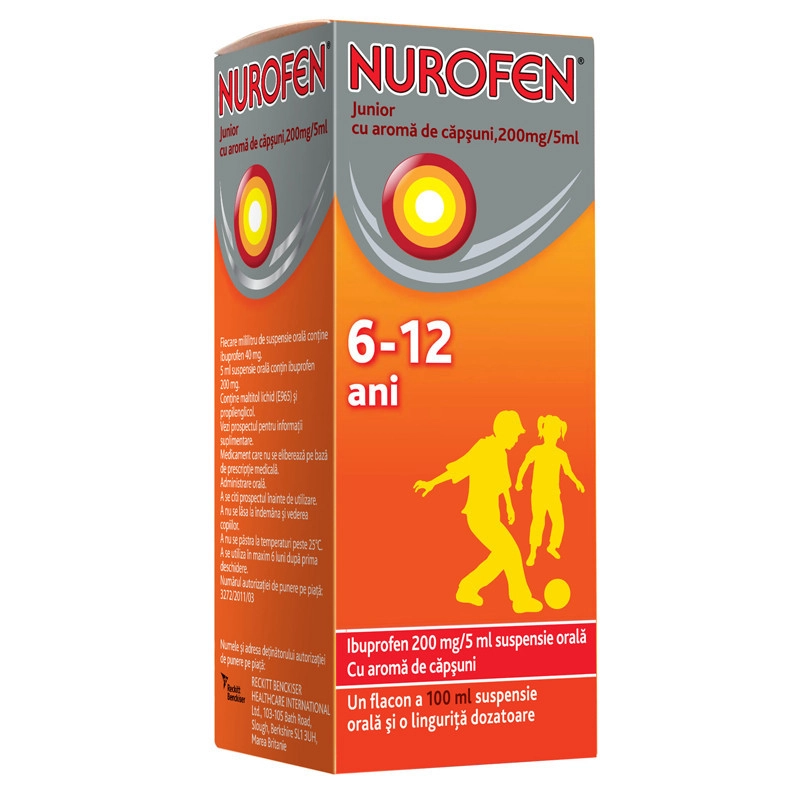 NUROFEN JUNIOR 6-12ANI CAPSUNI SIROP 100ML image