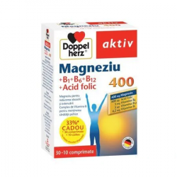 DOPPELHERZ AKTIV MAGNEZIU 400 + VITAMINELE B1 + B6 + B12 + ACID FOLIC 30CPR + 10CPR CADOU image