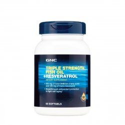 GNC TRIPLE STRENGTH FISH OIL + RESVERATROL 60CPS GELATINOASE image