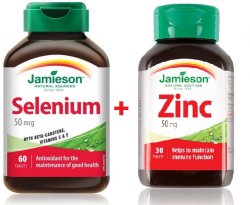 JAMIESON 2169 SELENIU CU BETA CAROTEN VITAMINELE C+E 60TBL + 7570 ZINC 50MG X 30TBL CADOU image